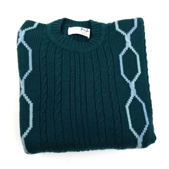 Pringle of Scotland Sports 100% Lambswool Knit Sweater Vintage Chain Link Crew - Picture 7 of 7